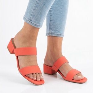 CUSHIONAIRE Nolita Two-Band Slide Sandal, Women’s 7.5, Orange